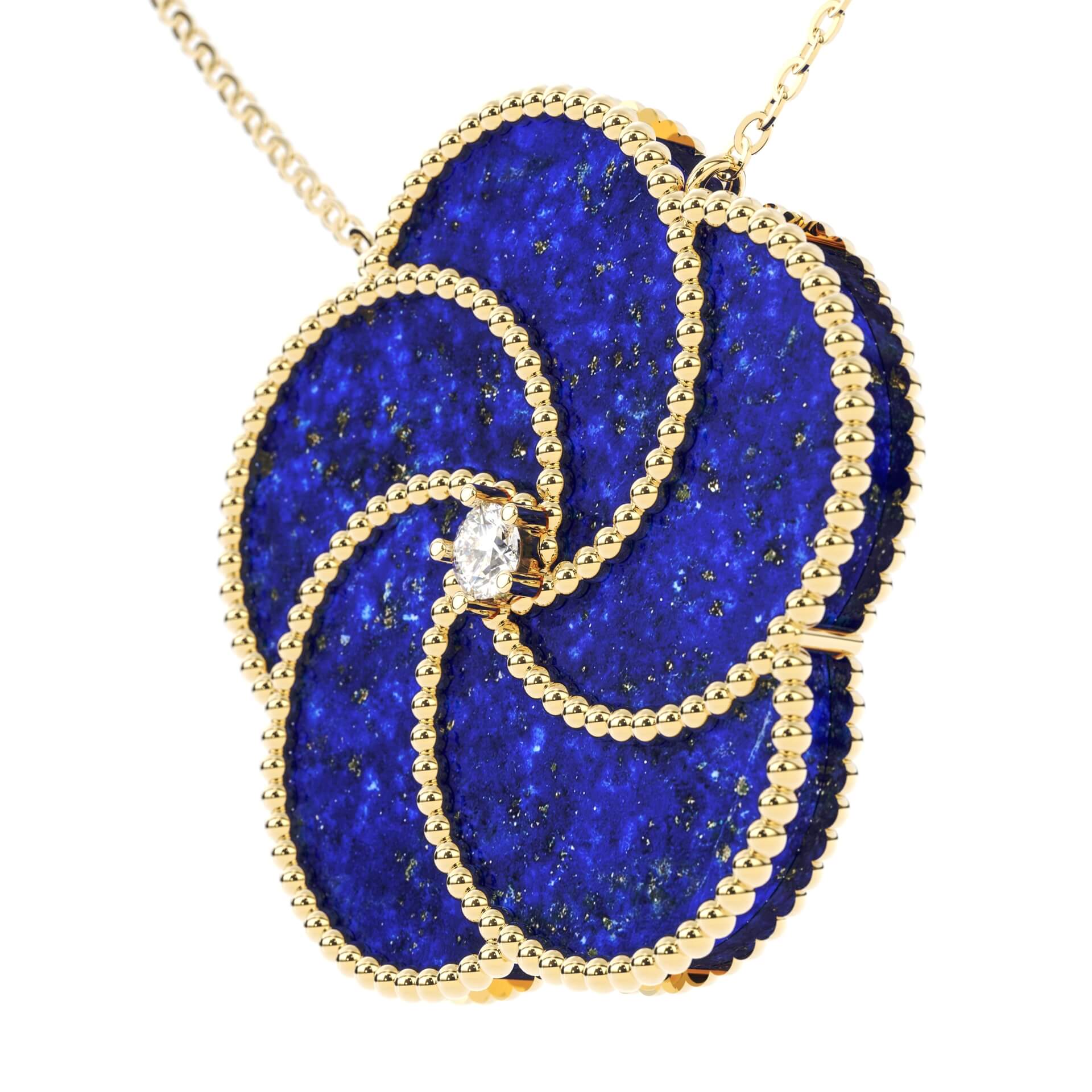 BLOOMY NECKLACE WITH LAPIS AND DIAMOND