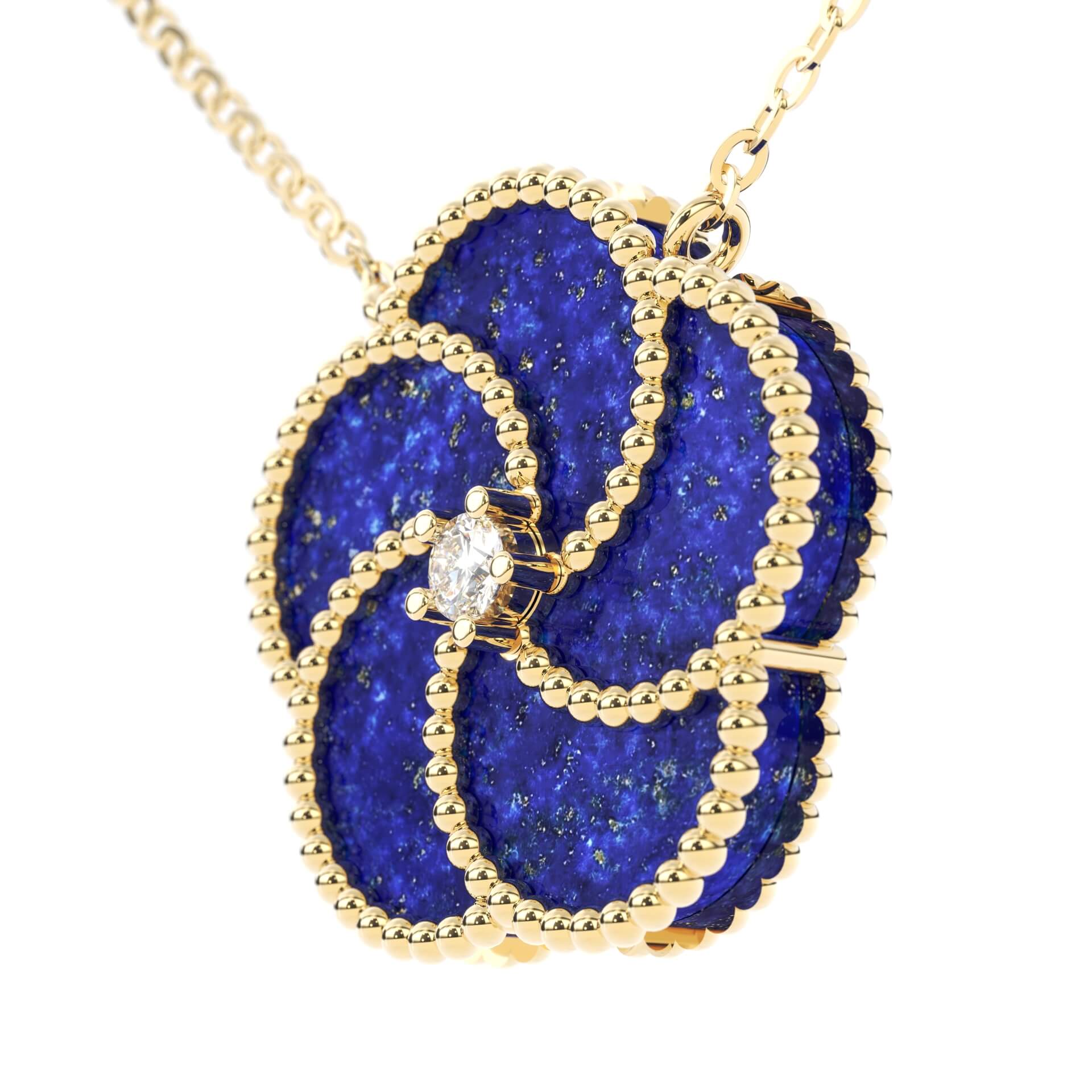 BLOOMY NECKLACE WITH LAPIS AND DIAMOND