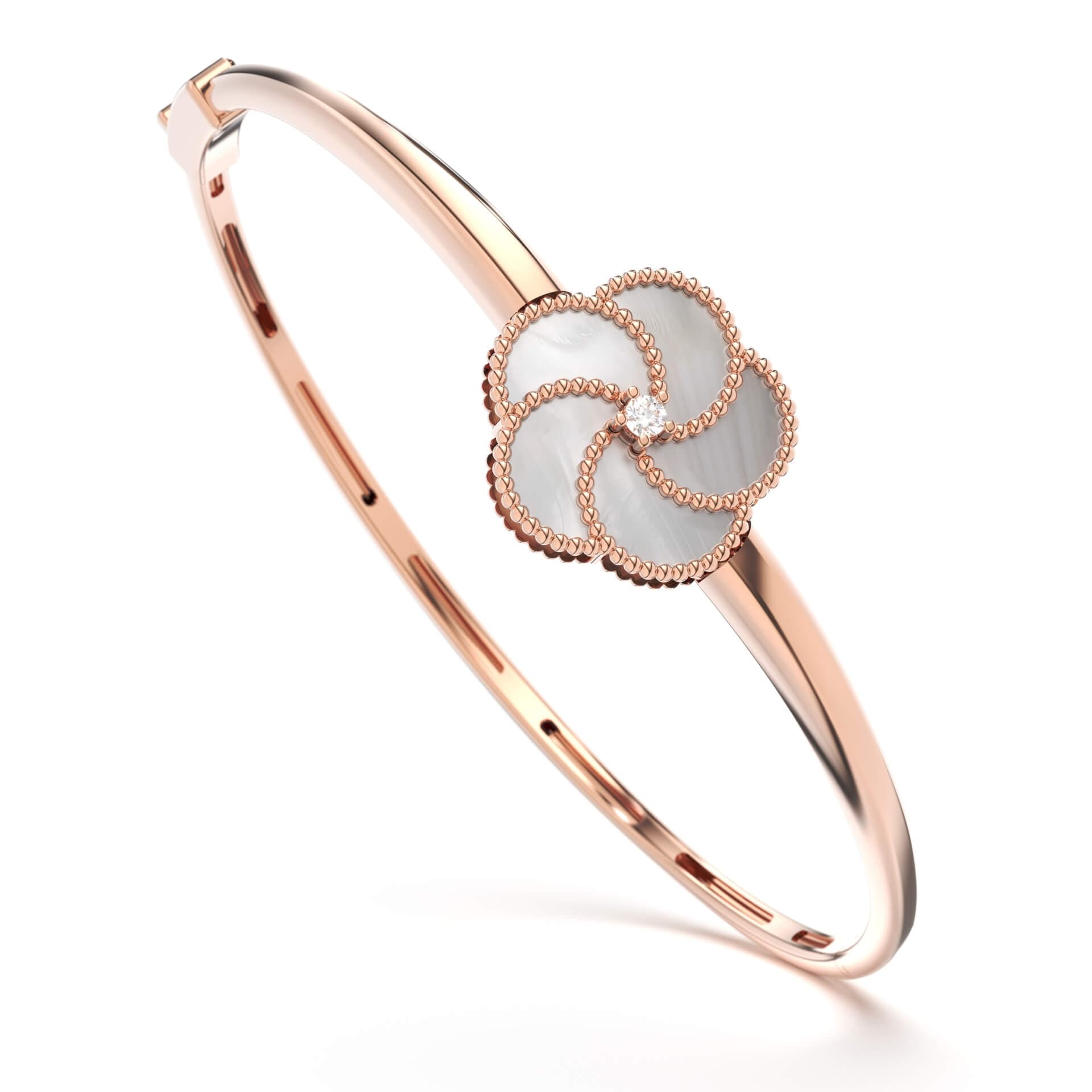 BLOOMY BANGLE WITH MOTHER OF PEARL AND DIAMOND