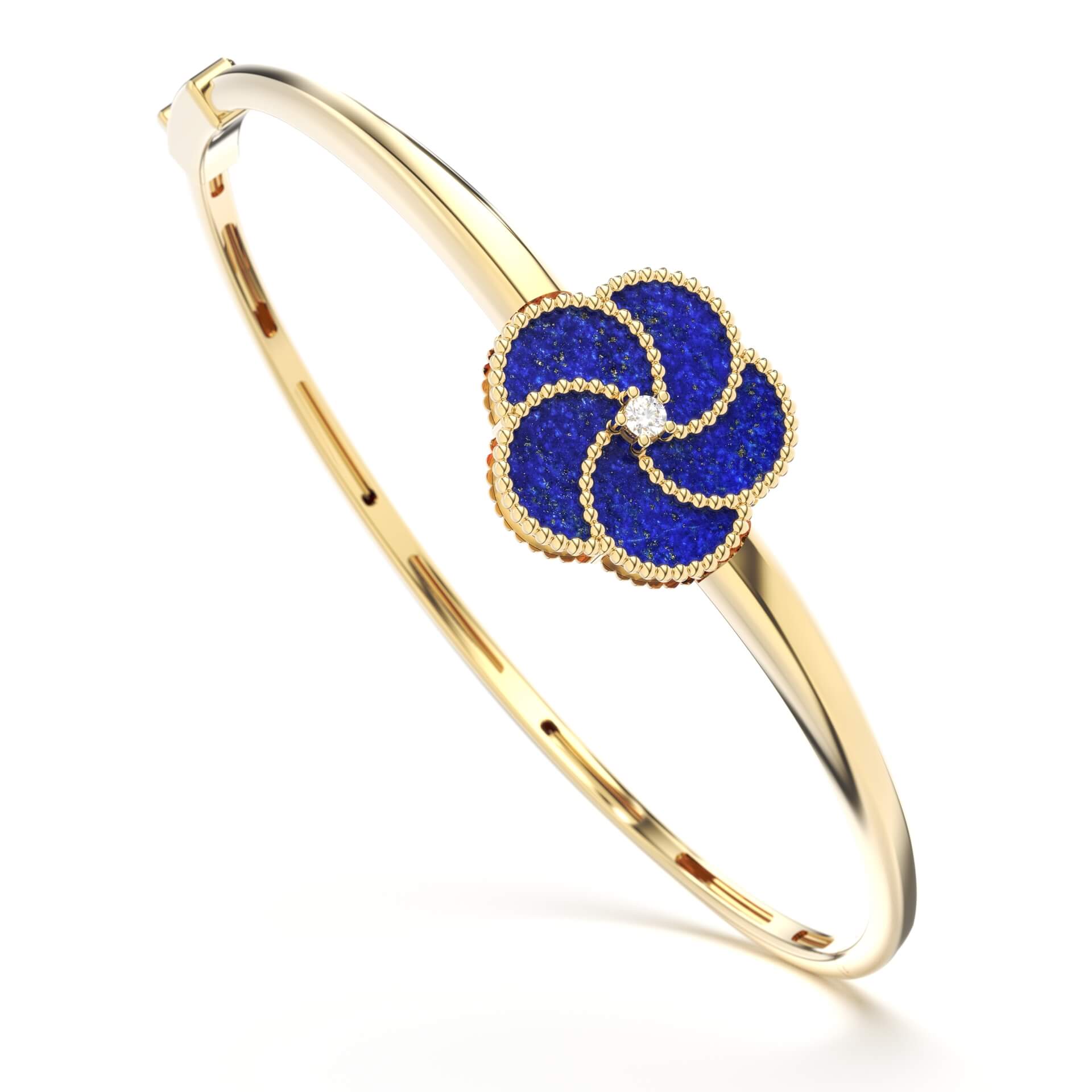 BLOOMY BANGLE WITH LAPIS AND DIAMOND